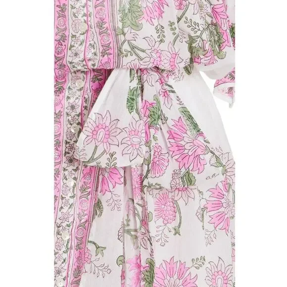 Juliet Dunn Blouson Mini Dress With Pink Floral Rose Print Cotton Tuckernuck - Picture 8 of 15